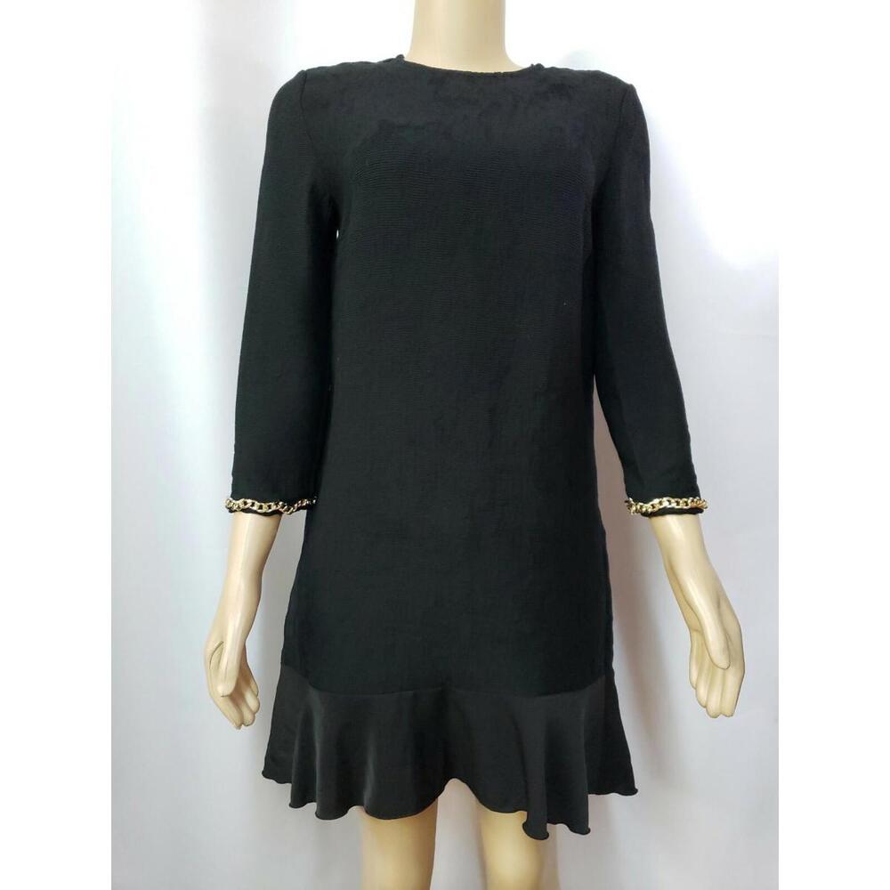 Zara Basic Collection Ruffled Hem Chain Cuff Ribb… - image 1